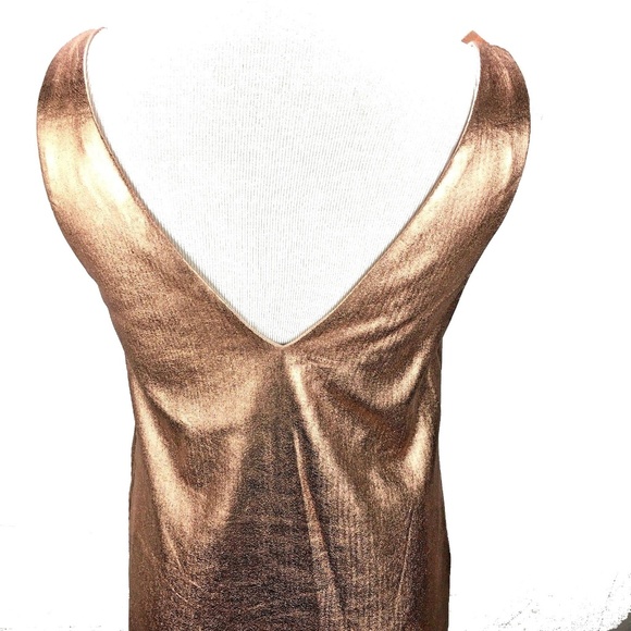 Zara ROSEGOLD METALLIC RUFFLE DRESS - Picture 6 of 8